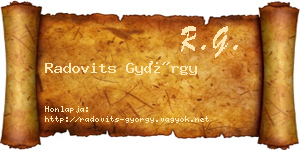 Radovits György névjegykártya